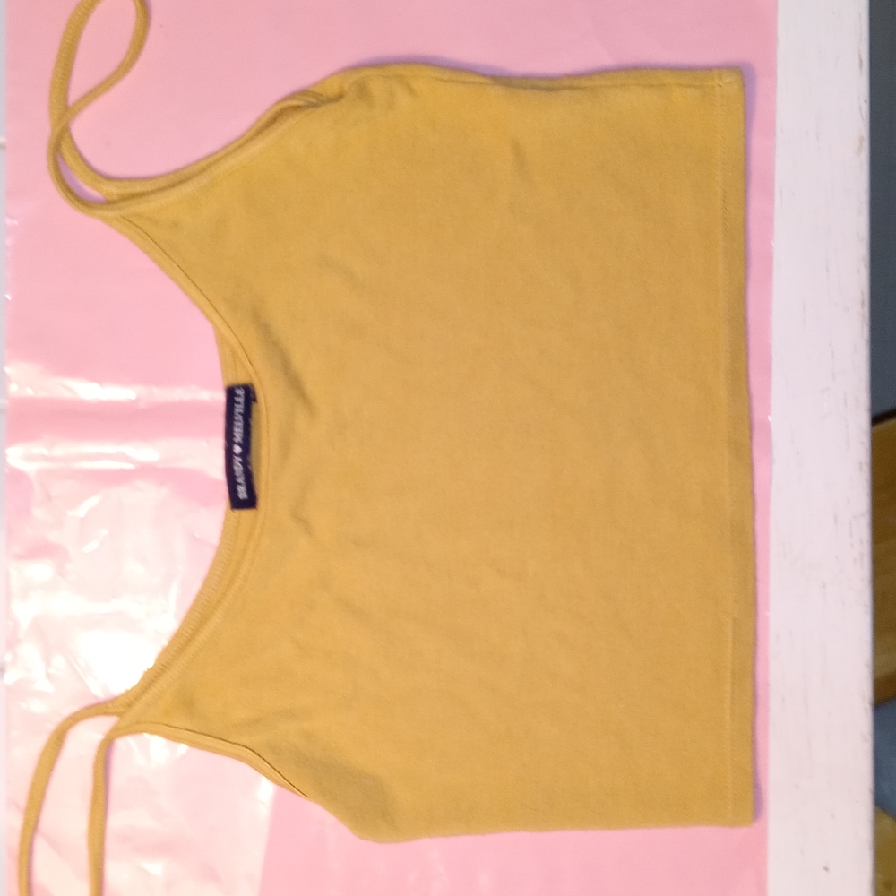 Brandy💗Melville Crop Tank Top O/S Mustard Yellow Cute